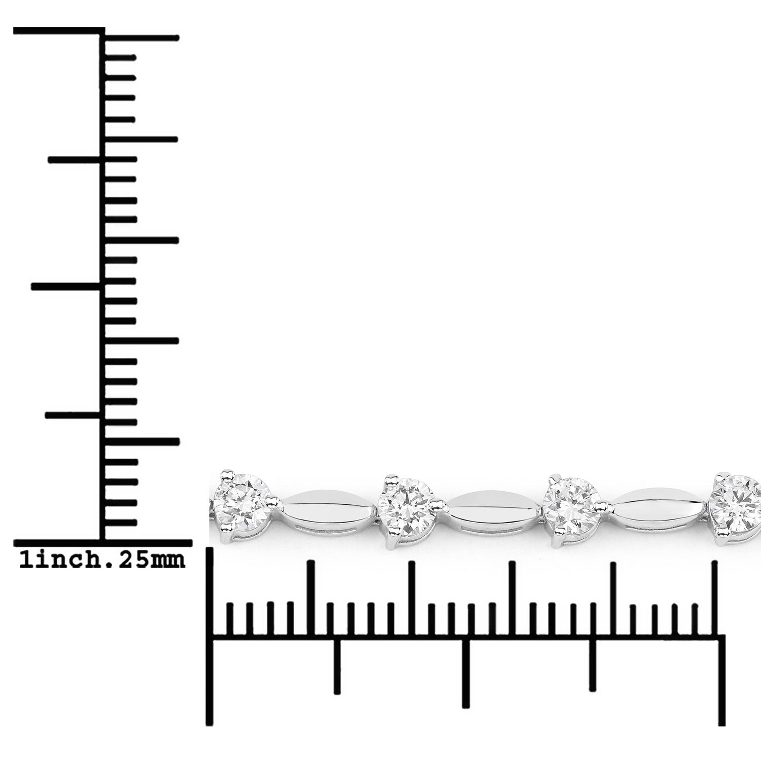 2.10 Cttw Round White Lab Grown Diamond Rhodium over Silver Tennis Bracelet