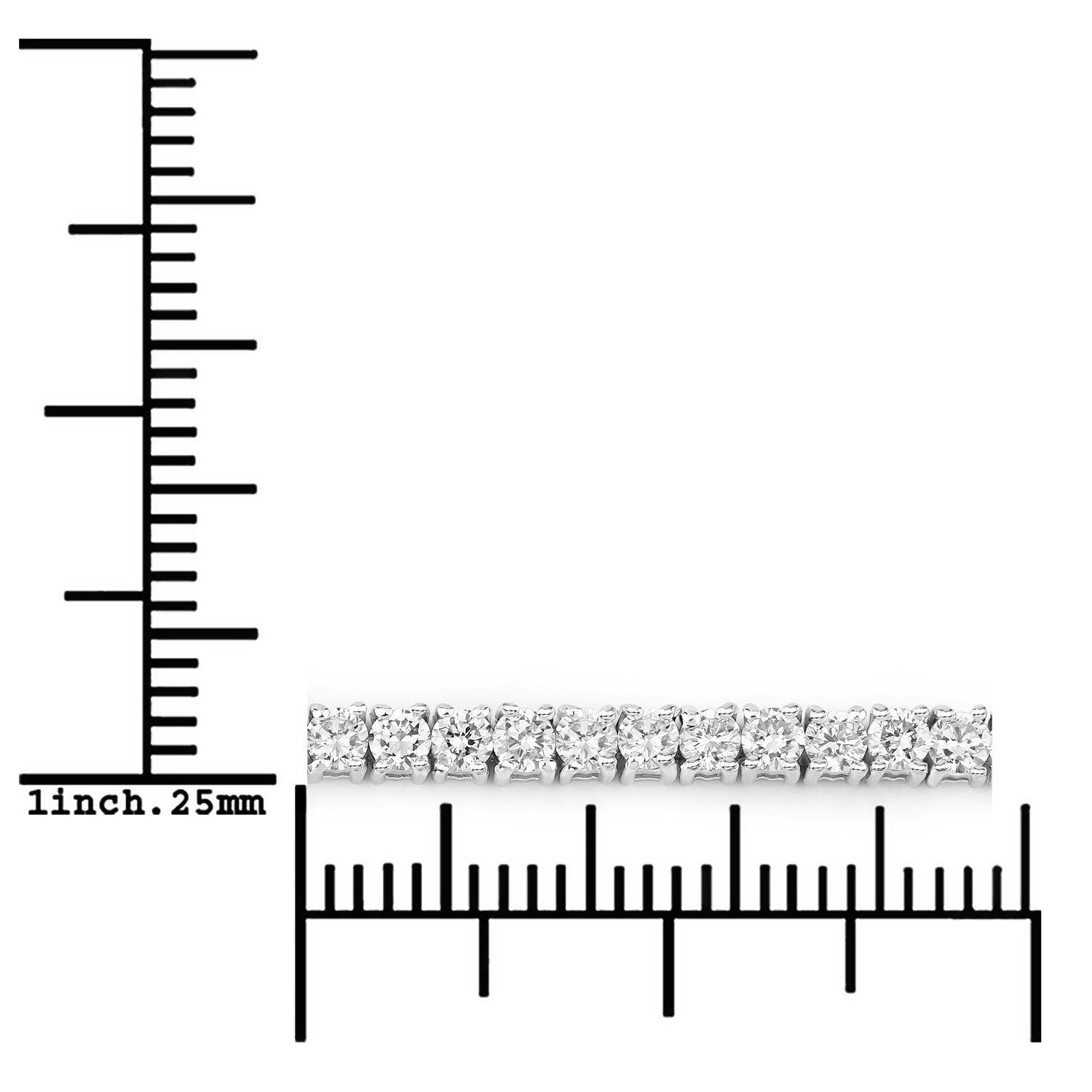 3.35 Cttw Round White Lab Grown Diamond Rhodium over Silver Tennis Bracelet