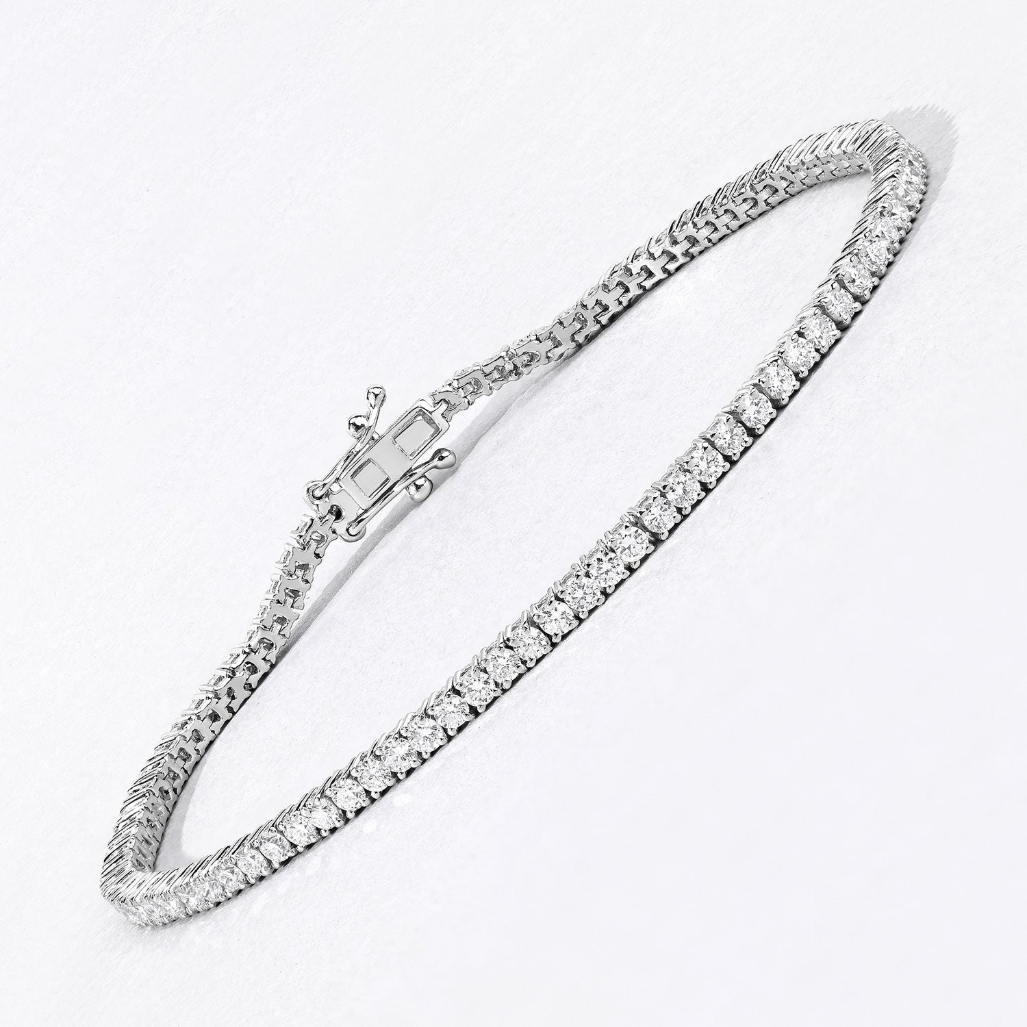 3.35 Cttw Round White Lab Grown Diamond Rhodium over Silver Tennis Bracelet