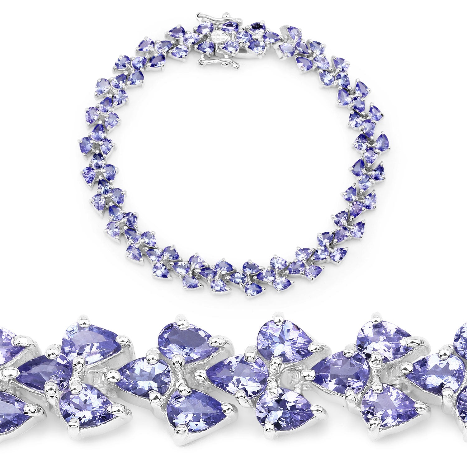 17.01 Cttw Pear Violet Tanzanite Rhodium over Silver Tennis Bracelet