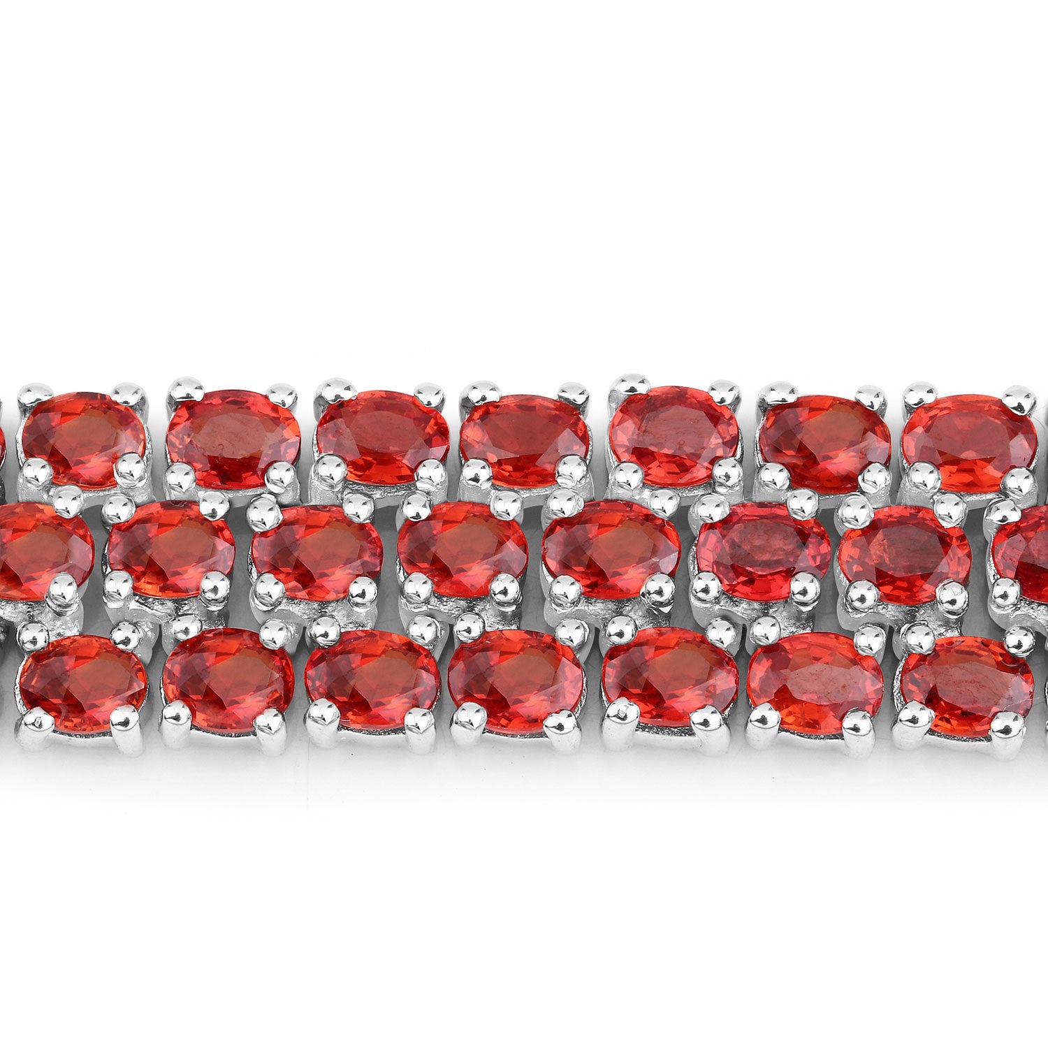 26.88 Cttw Oval Orange Sapphire Rhodium over Silver Tennis Bracelet