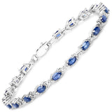 Genuine Blue Sapphire Silver Tennis Bracelet