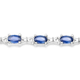 Genuine Blue Sapphire Silver Tennis Bracelet