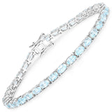 Genuine Blue Topaz Tennis Silver Bracelet