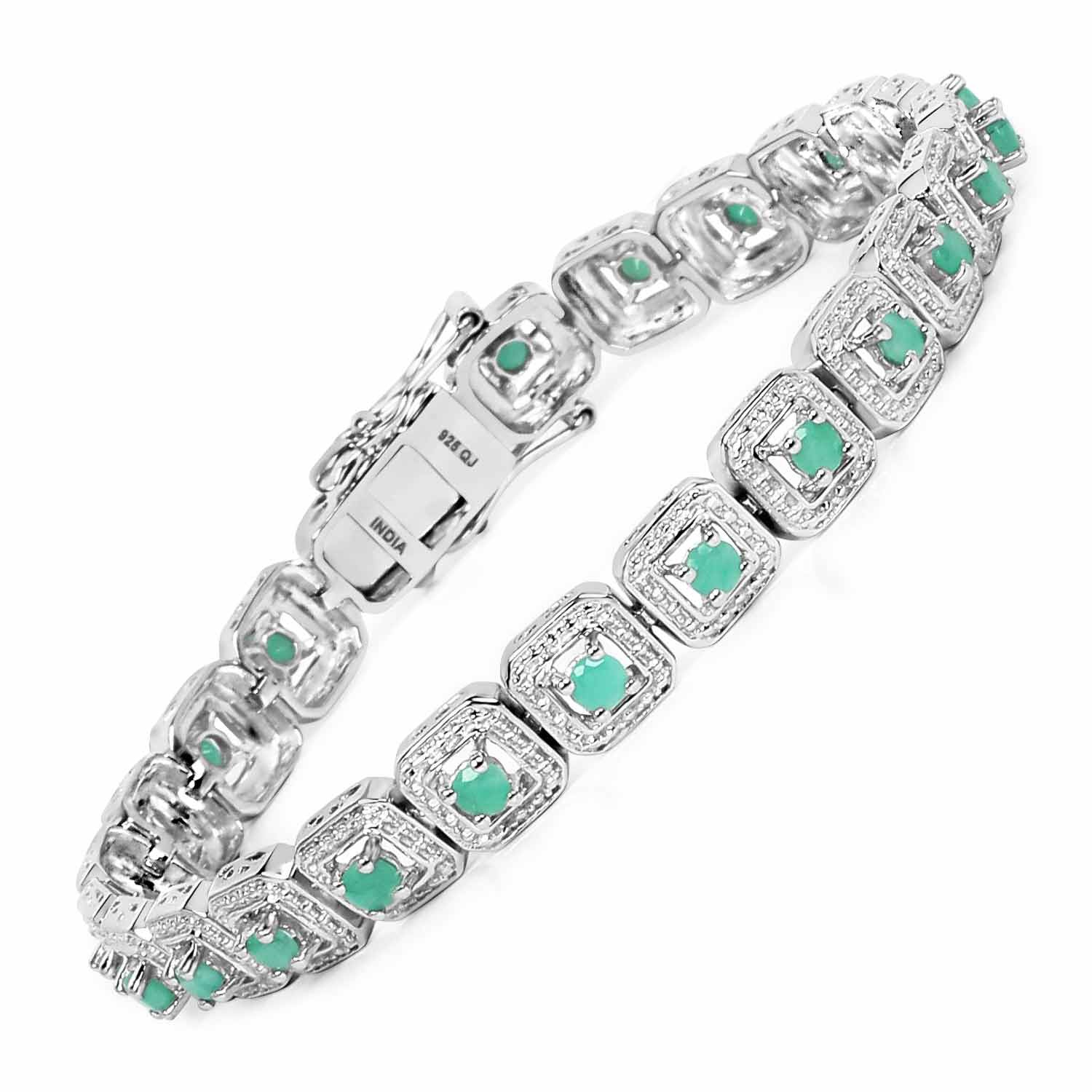 Genuine Green Emerald Tennis Bracelet