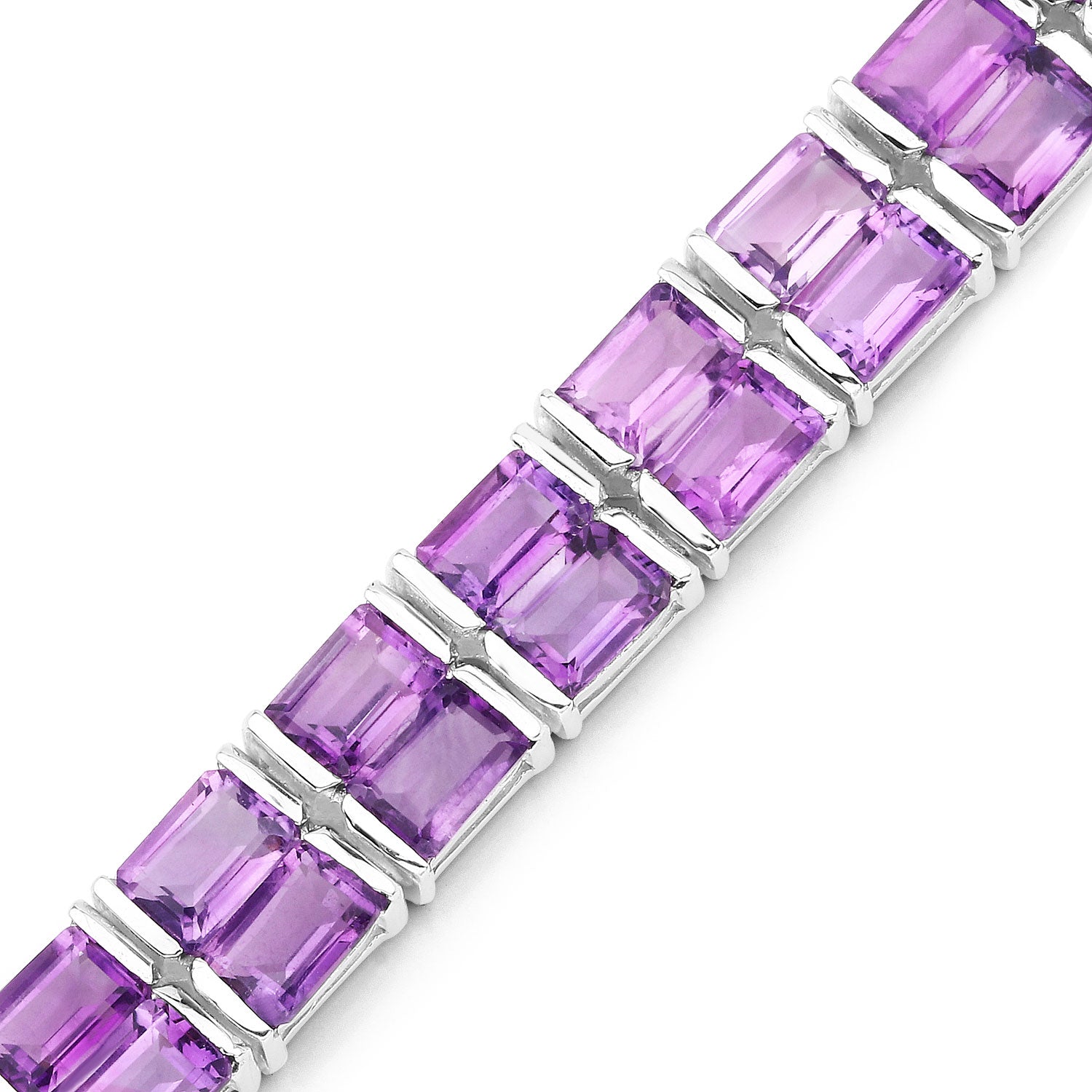 24.00 Cttw Octagon Purple Amethyst Rhodium over Silver Tennis Bracelet