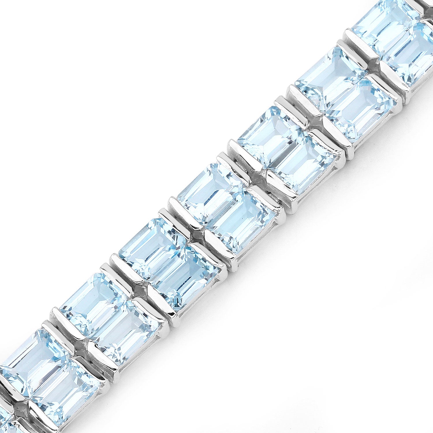 28.80 Cttw Octagon Blue Topaz Rhodium over Silver Tennis Bracelet
