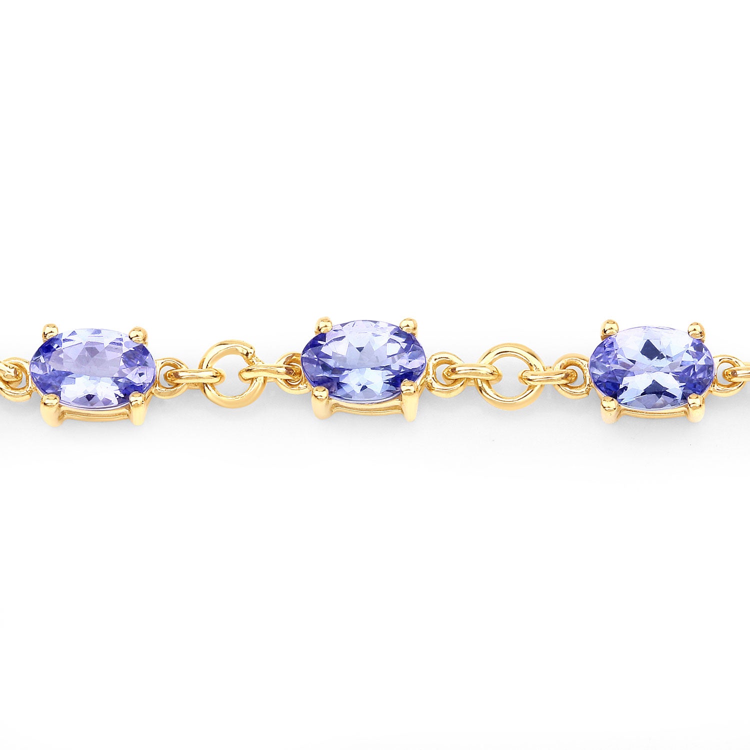 6.16 Cttw Oval Violet Tanzanite 14K Yellow Gold over Silver Link Bracelet