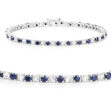 Natural Blue Sapphire and White Topaz Tennis Bracelet