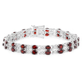 Natural Garnet & White Topaz Bracelet