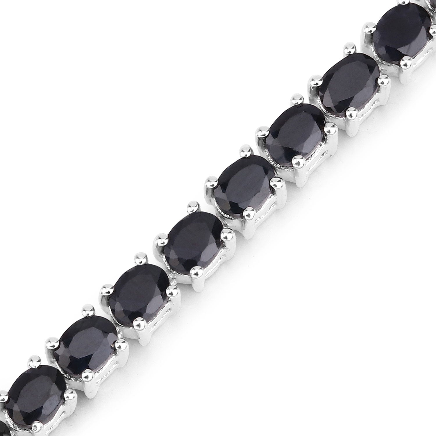 8.82 Cttw Oval Blue Sapphire Rhodium over Silver Tennis Bracelet