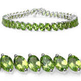 Genuine Green Peridot Tennis Bracelet Silver