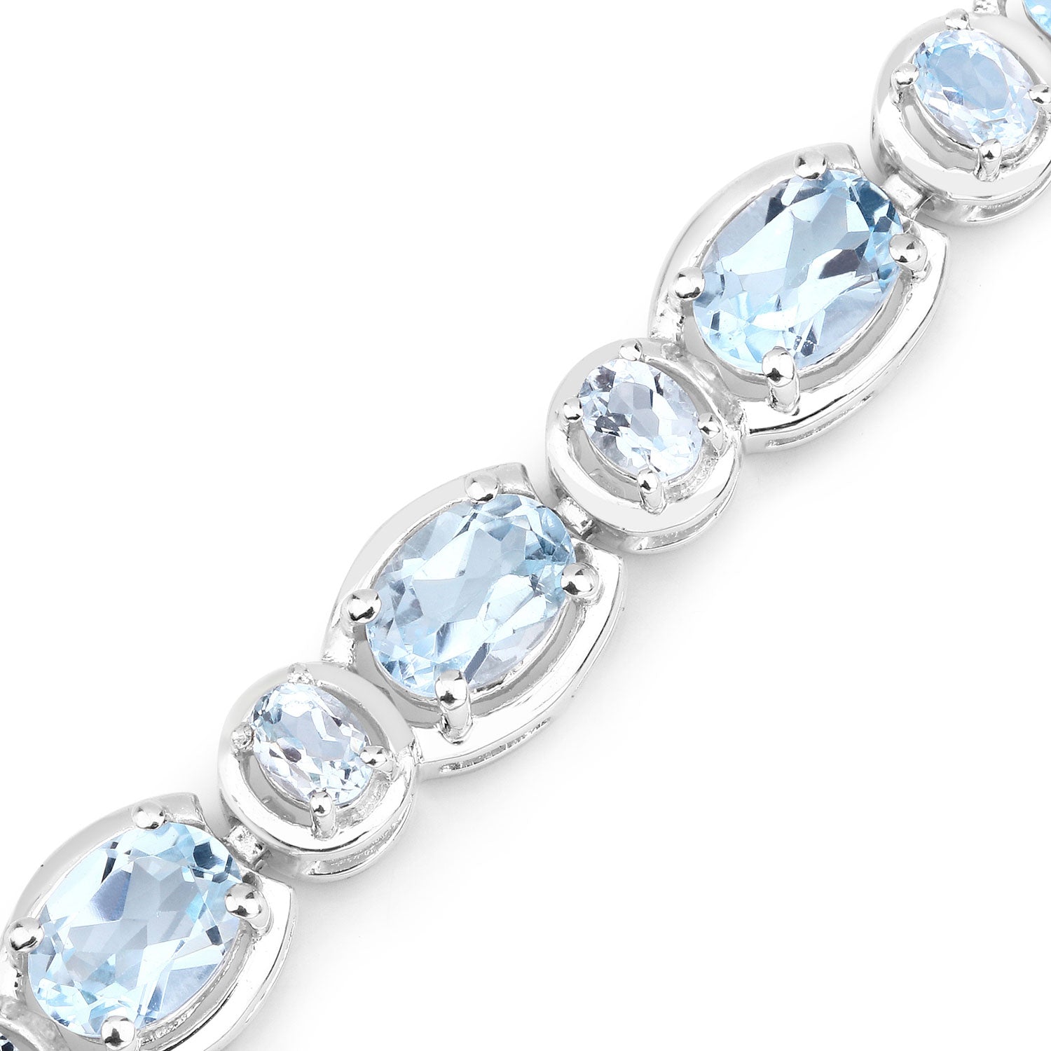 15.96 Cttw Oval Blue Topaz Rhodium over Silver Tennis Bracelet