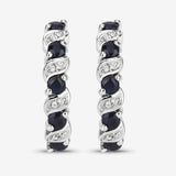 Genuine Blue Sapphire Hoop Earrings