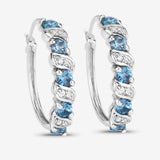 Genuine London Blue Topaz Hoop Earrings