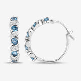 Genuine London Blue Topaz Hoop Earrings