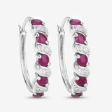 Genuine Pink Ruby Hoop Earrings