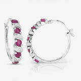 Genuine Pink Ruby Hoop Earrings