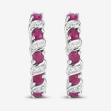 Genuine Pink Ruby Hoop Earrings