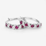 Genuine Pink Ruby Hoop Earrings