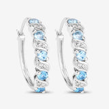 Genuine Swiss Blue Topaz Hoop Earrings