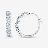 Genuine Swiss Blue Topaz Hoop Earrings