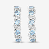 Genuine Swiss Blue Topaz Hoop Earrings