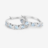 Genuine Swiss Blue Topaz Hoop Earrings