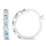 Genuine Swiss Blue Topaz Hoop Earrings