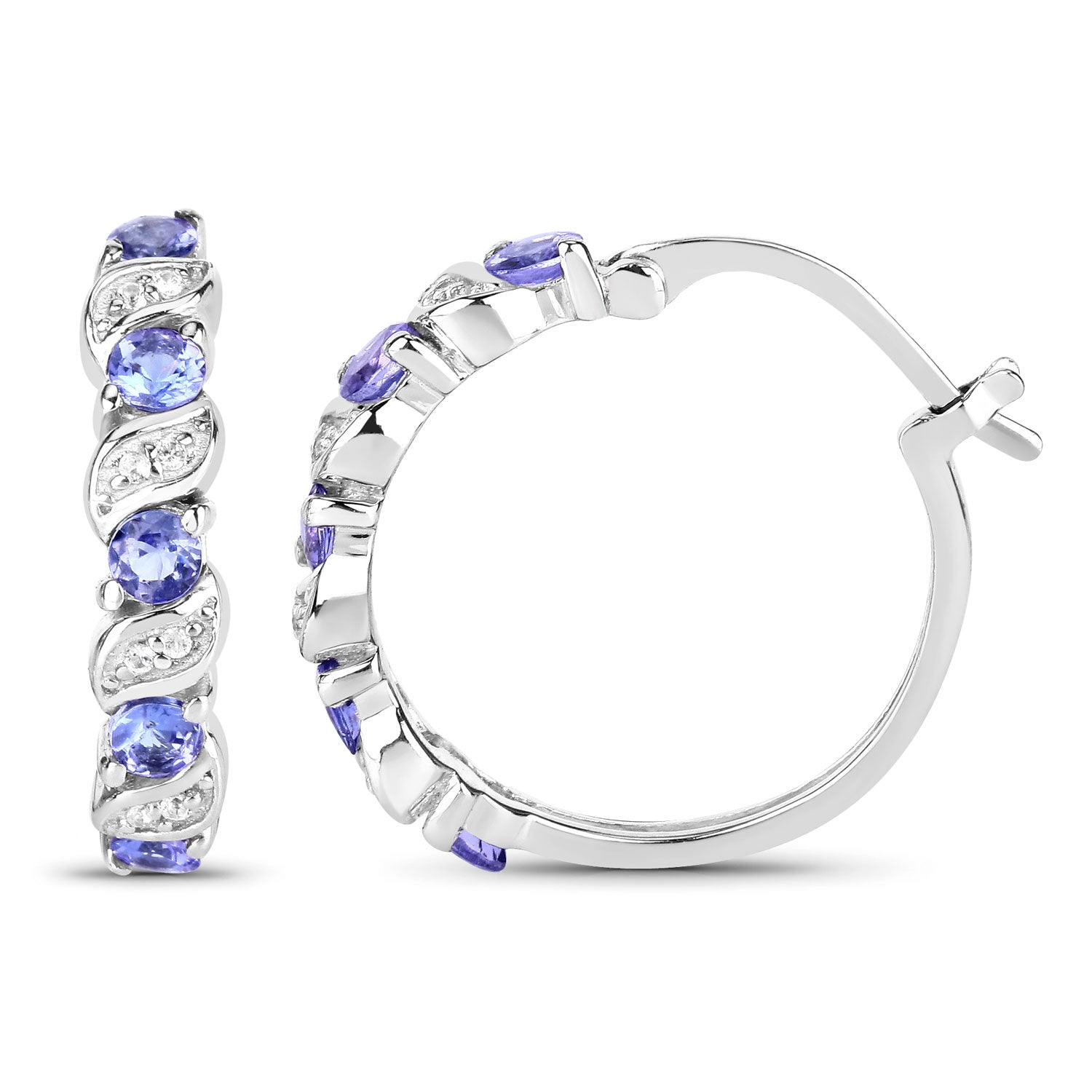 Genuine Tanzanite Hoop Earrings