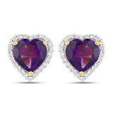 Natural Amethyst Heart Earrings