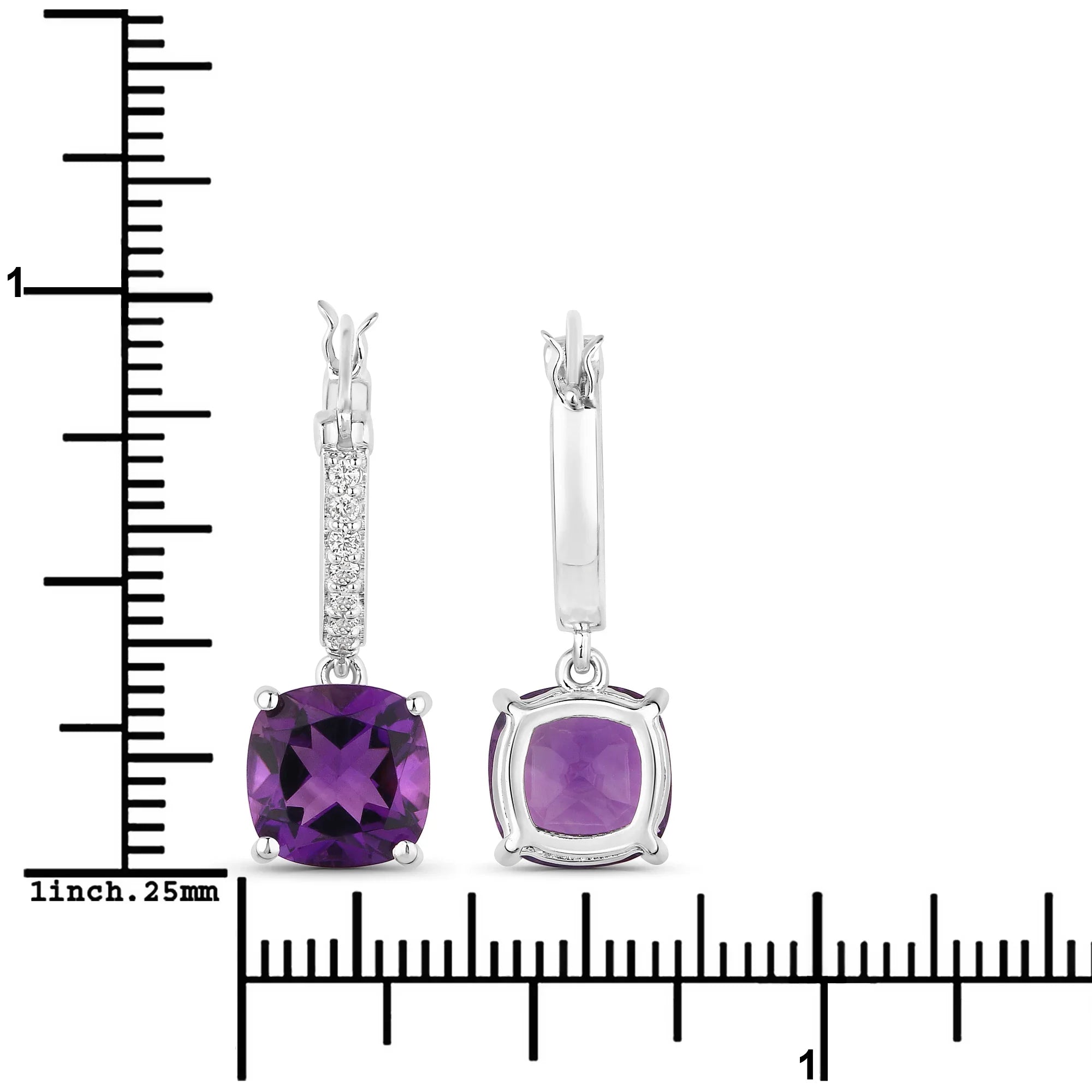 Natural Amethyst Lab Diamond Dangle Earrings