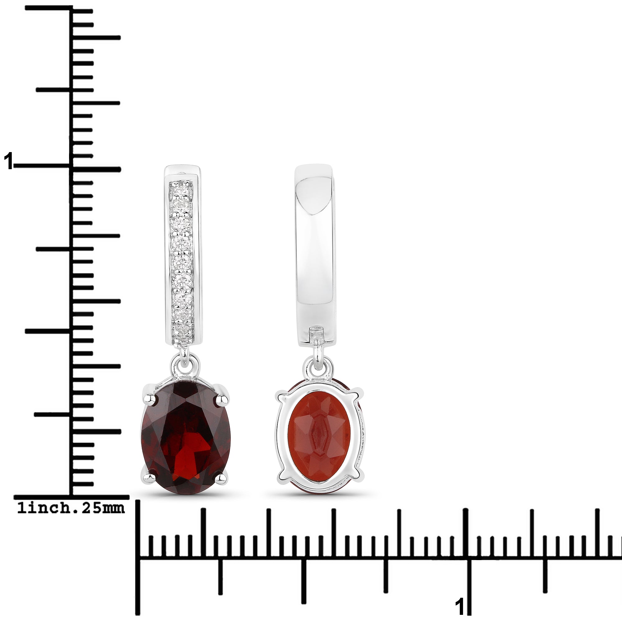 Natural Garnet Lab Diamond Dangle Earrings