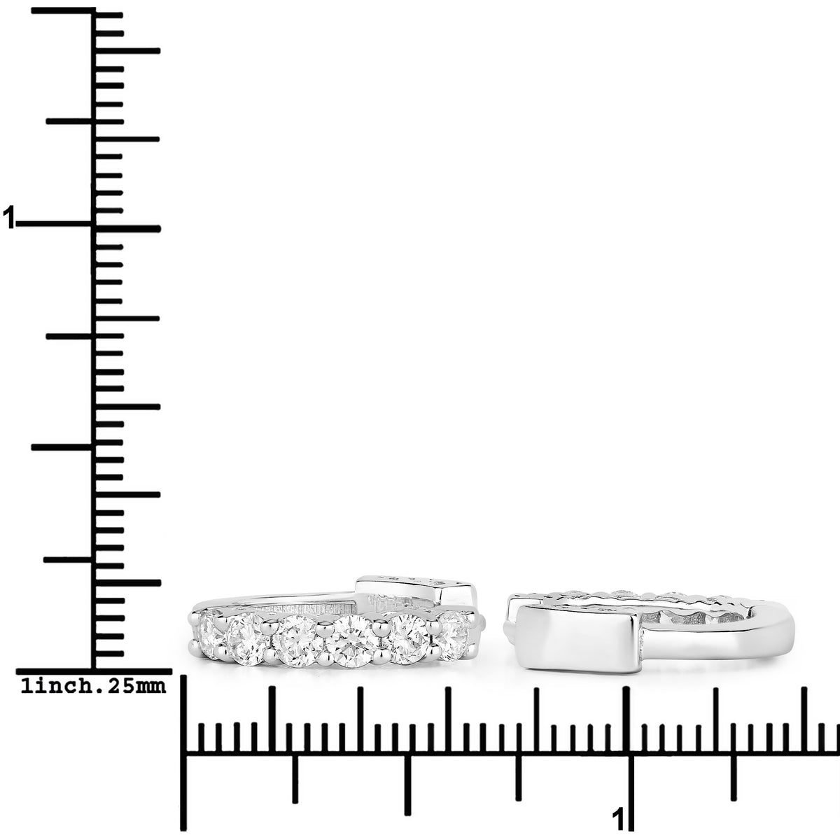 1.32 Ctw Round White Lab Created Diamond Sterling Silver Tennis Huggie Hoop Earrings