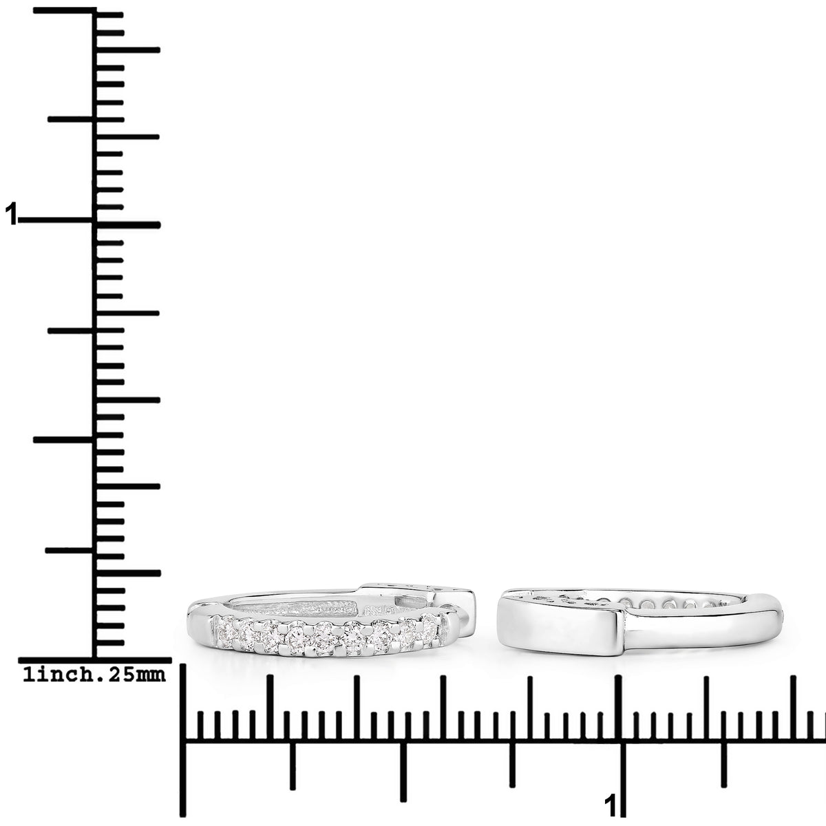 0.27 Ctw Round White Lab Created Diamond Sterling Silver Pave Hoop Earrings