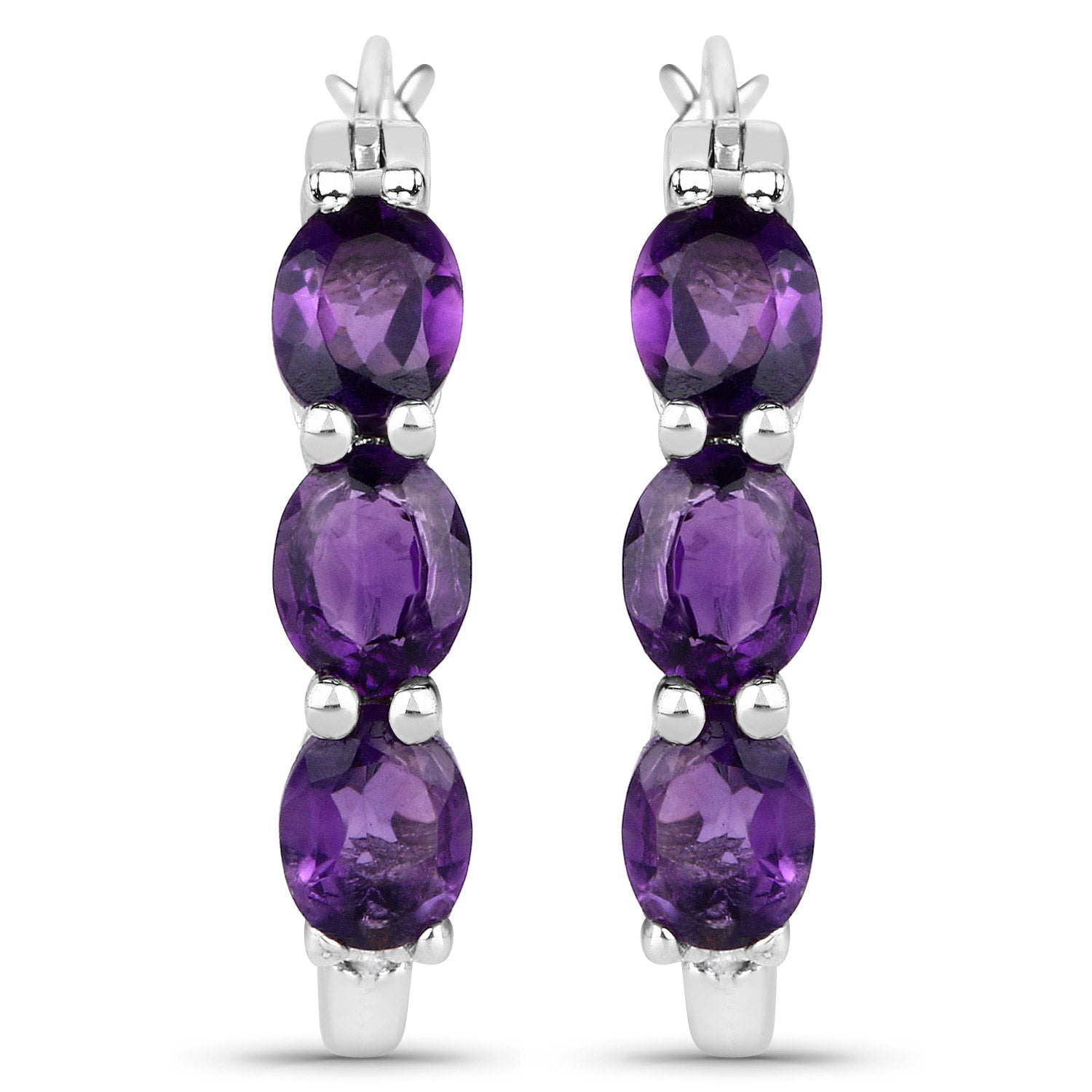 Genuine Purple Amethyst and Diamond Earrings