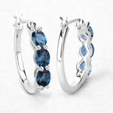 Genuine London Blue Topaz Diamond Earrings