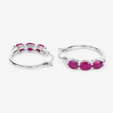 Genuine Pink Ruby and Diamond Hoop Earrings