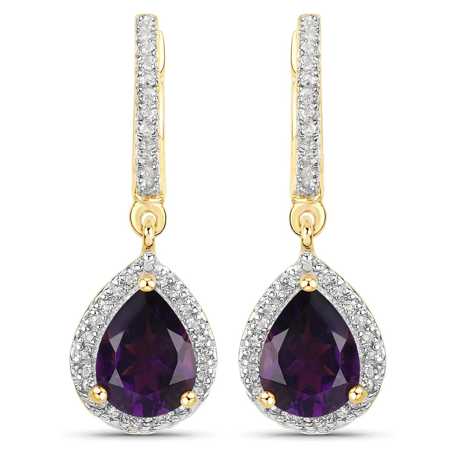 Genuine Purple Amethyst Dangle Earrings