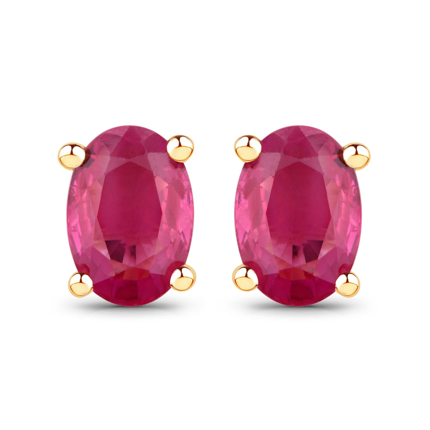 Genuine Pink Ruby 10K Gold Studs Earrings