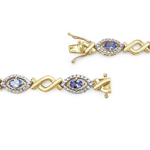 Natural Tanzanite Evil Eye Tennis Bracelet Silver Fine Color Jewels