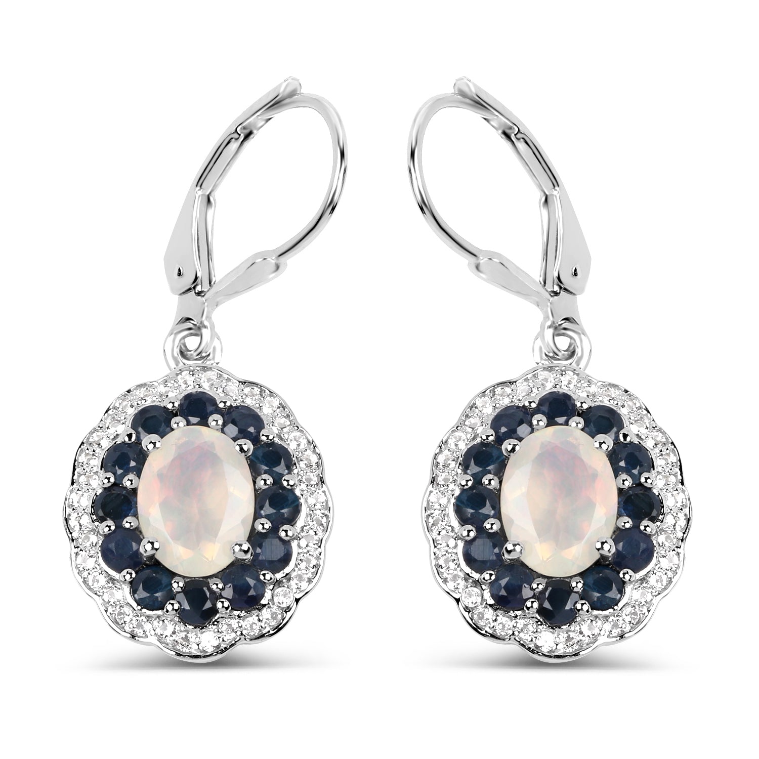 Genuine Sterling Silver Ethiopian Opal Dangle Earrings