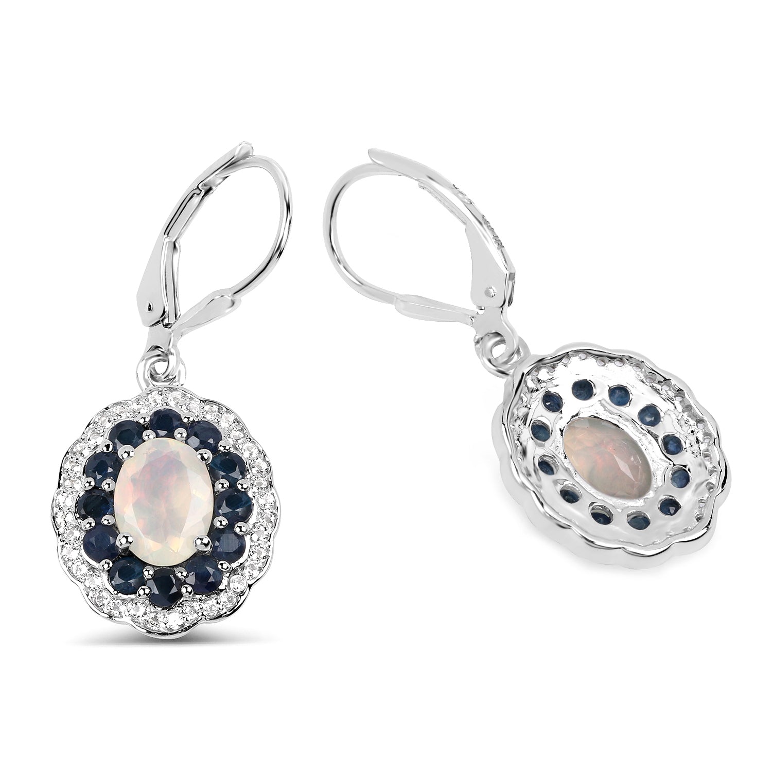 Genuine Sterling Silver Ethiopian Opal Dangle Earrings