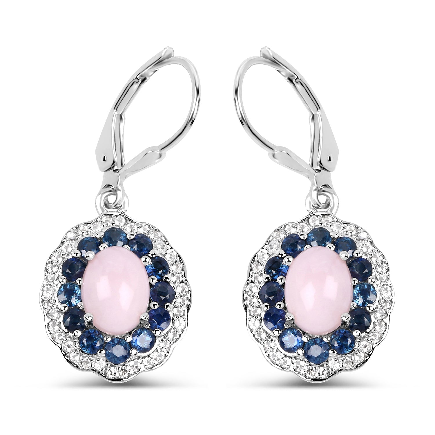 Genuine 925 Sterling Silver Opal Pink Earrings