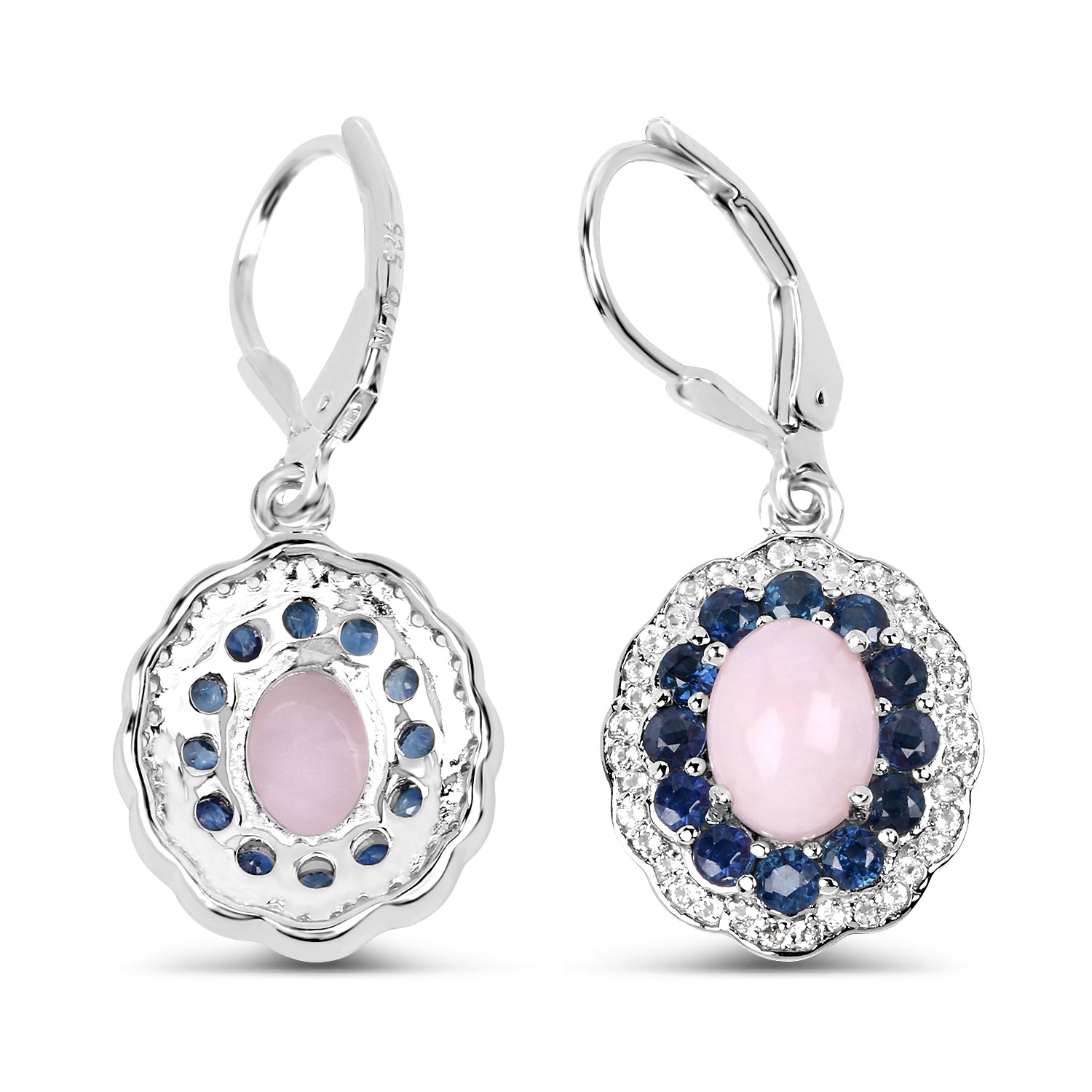 Genuine 925 Sterling Silver Opal Pink Earrings