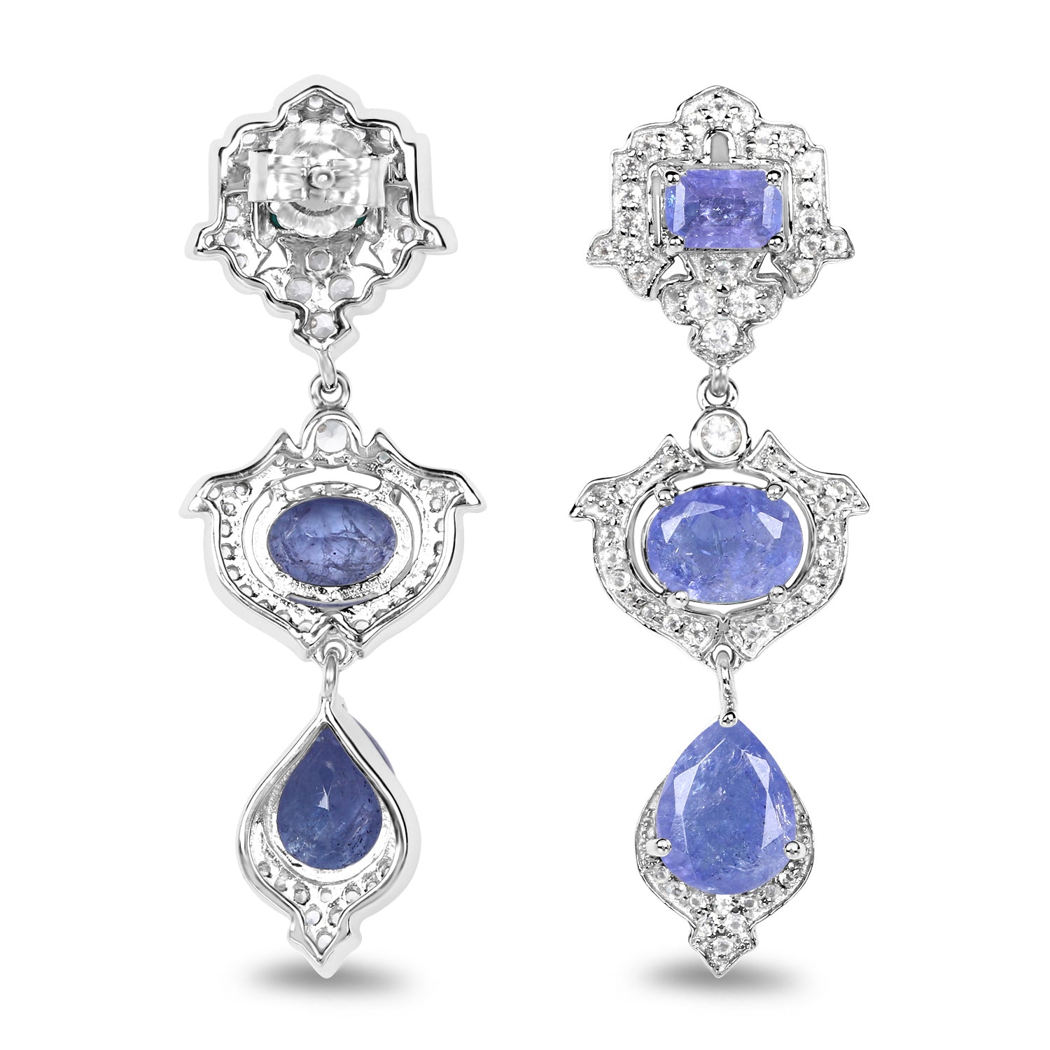 Genuine Violet Tanzanite and Silver Earrings