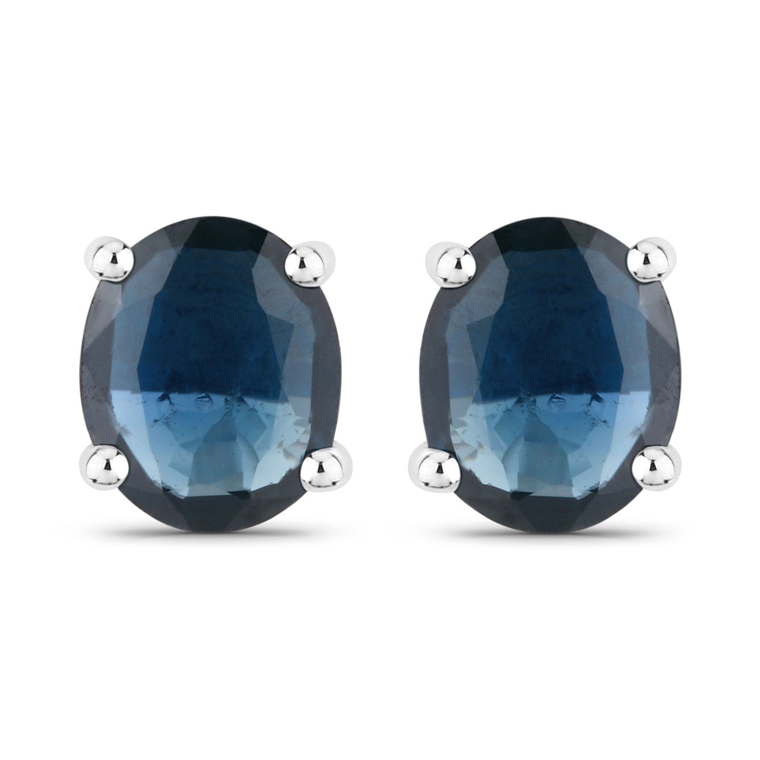Genuine Blue Sapphire 10K Gold Oval Earrings