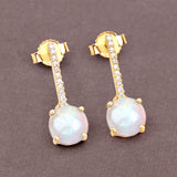 14K Yellow Gold Ethiopian Opal Dangle Earrings with Diamonds