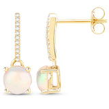 14K Yellow Gold Ethiopian Opal Dangle Earrings with Diamonds