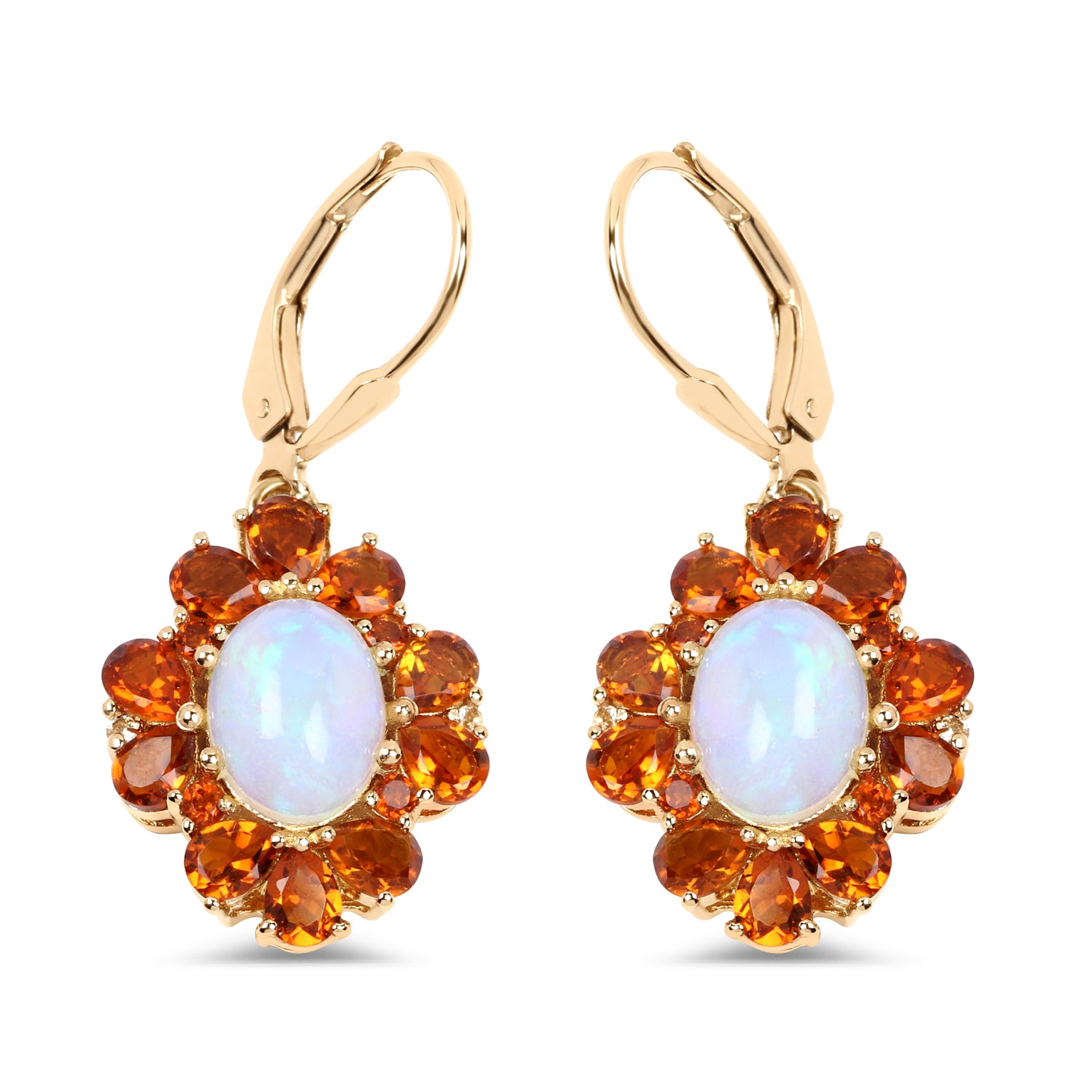 Silver Genuine Ethiopian Opal Flower Earrings